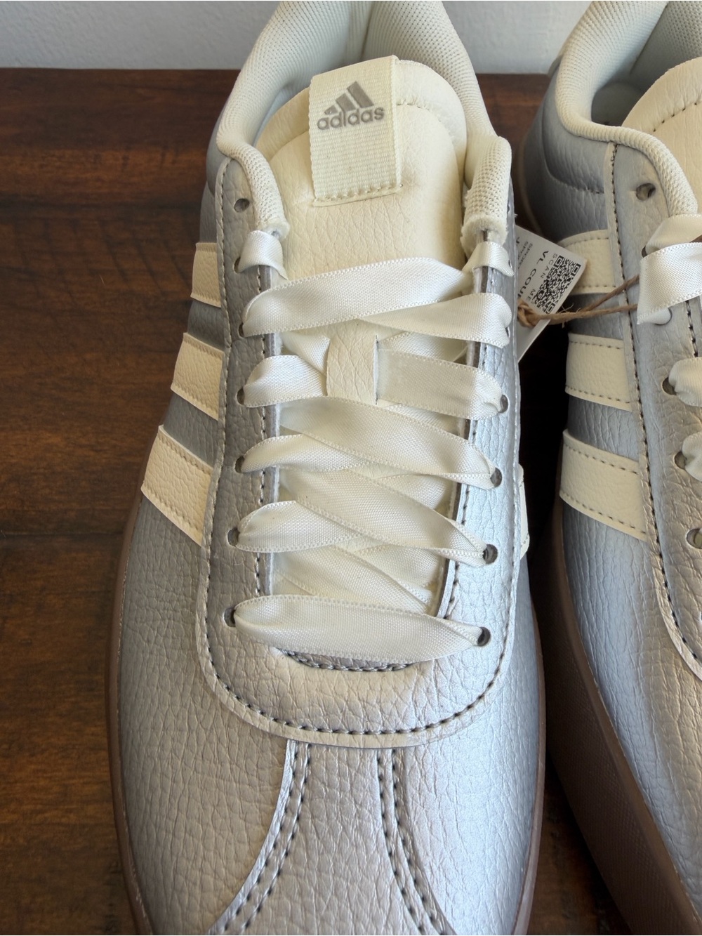 adidas VL Court 3.0 Silver White Metallic JQ7315 Women's Size 8 NWOB - Picture 3 of 12